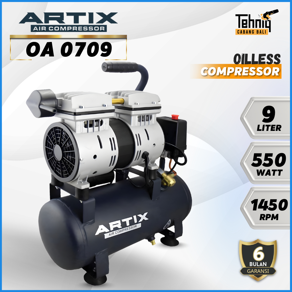 Mesin Kompresor Listrik Angin Tanpa Oli ARTIX OA 07-09 oil less compressor