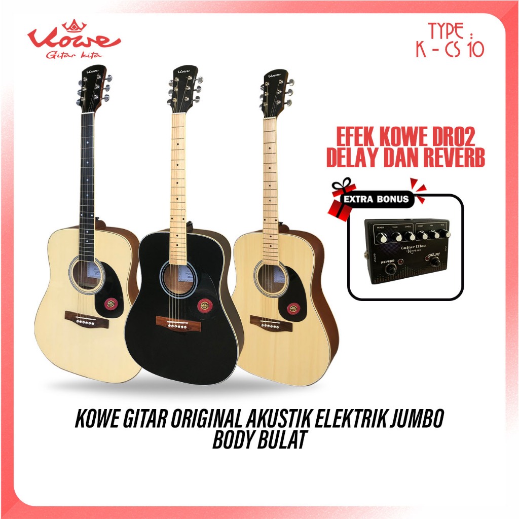 Paket Hemat Efek Delay dan Reverb Gitar Kowe Seri K - CS 10 Akustik Elektrik EQ 7545R