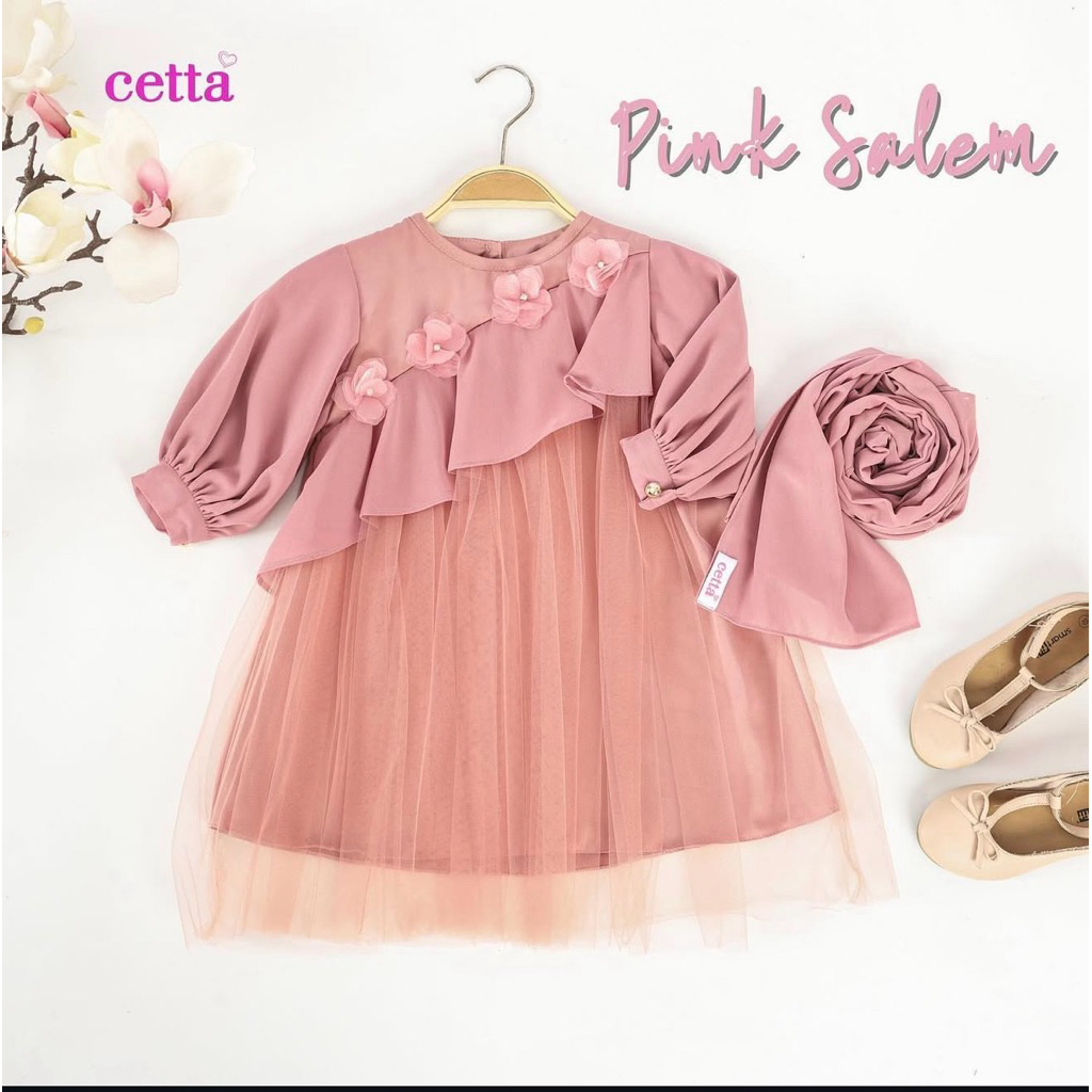CETTA OFFICIAL ( IED SERIES) baju gamis anak dan mommy ibu bunda couple tile bunga couple gamis leba