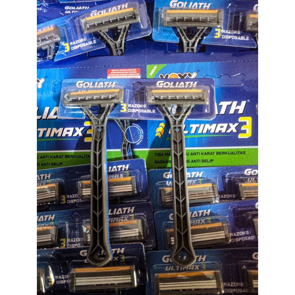 alat cukur kumis/jenggot GOLIATH ULTIMAX3 dengan 3 mata 1 papan isi 24 pcs