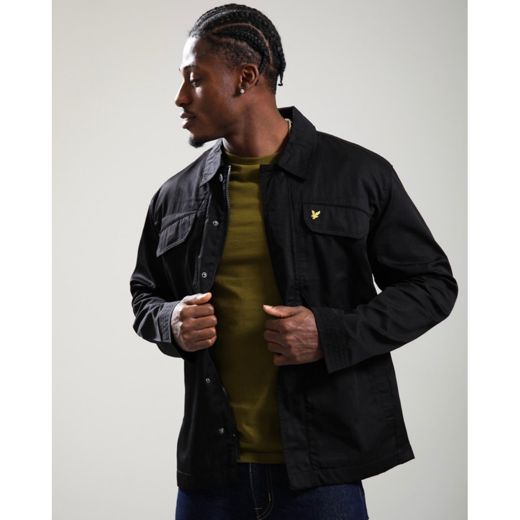 Lyle And Scott Multi Pocket Overshirt Jacket In Jet Black