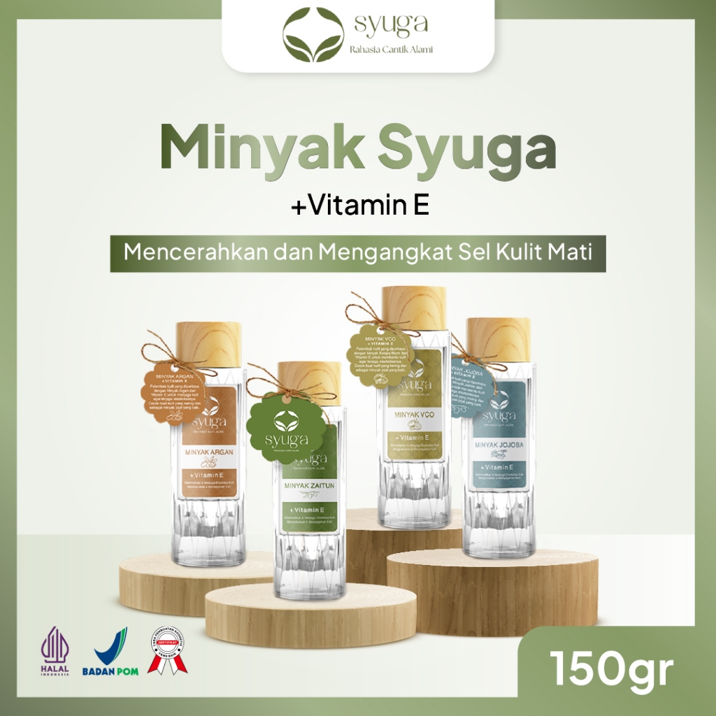 Syuga Minyak Zaitun 150ml Minyak Zaitun, Argan, VCO, Jojoba - Menyamarkan Stretch Mark dan Bekas Luk