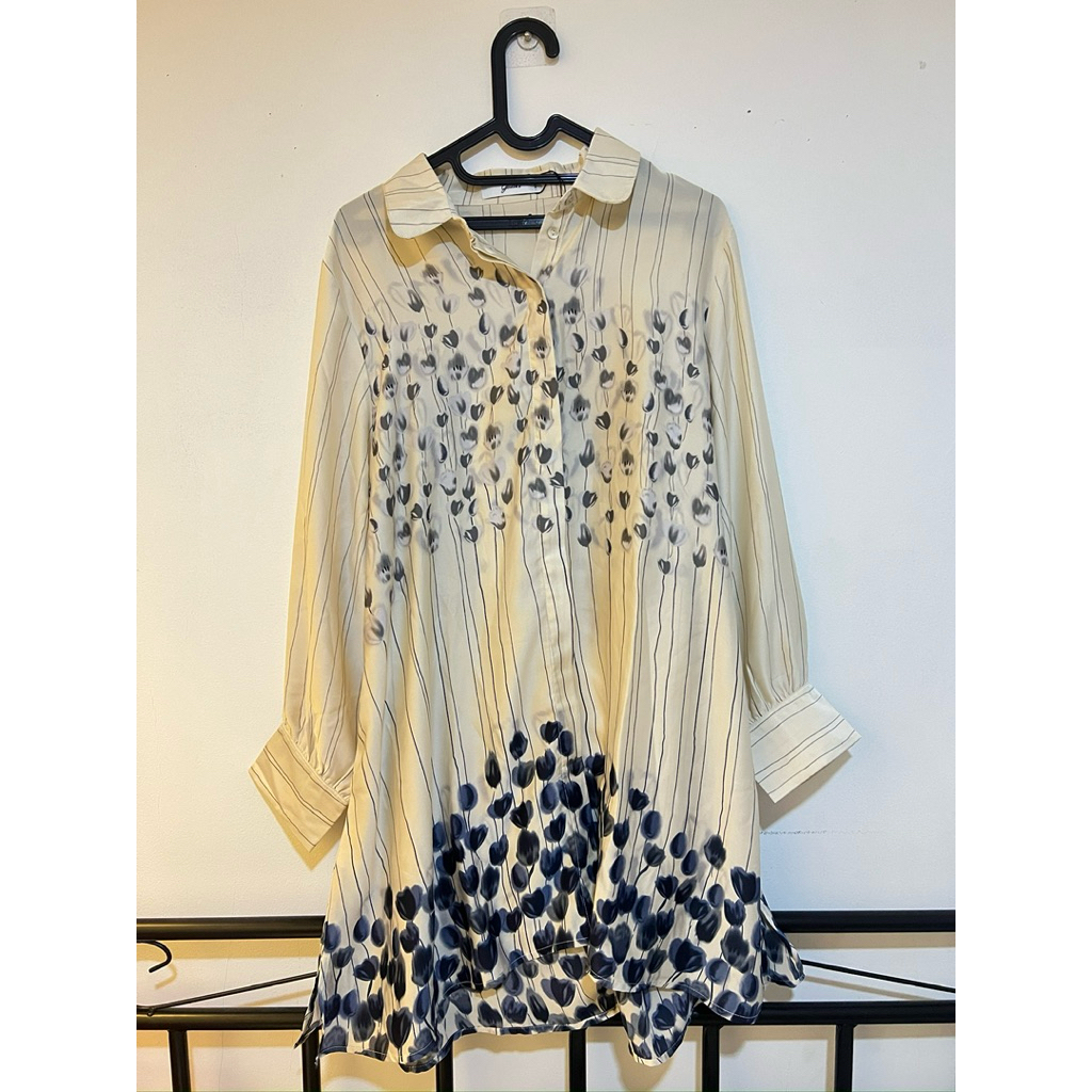 Geulis Original Kemeja Tunik Wanita Motif Tulip / Atasan Geulis Size XXL LD 120