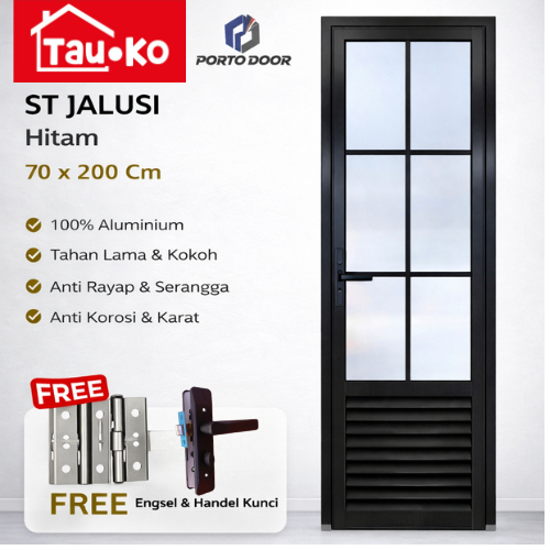 PORTO DOOR ST JALUSI 70x200 Cm Pintu Kamar Mandi Alumunium Jalusi Anti Karat Anti Rayap