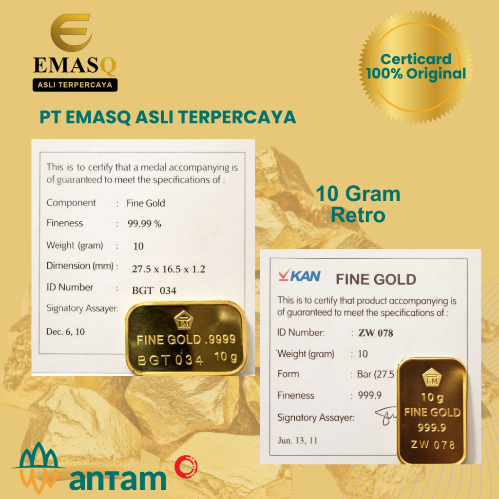 Emas LM Antam 10 Gram Retro 100% Original