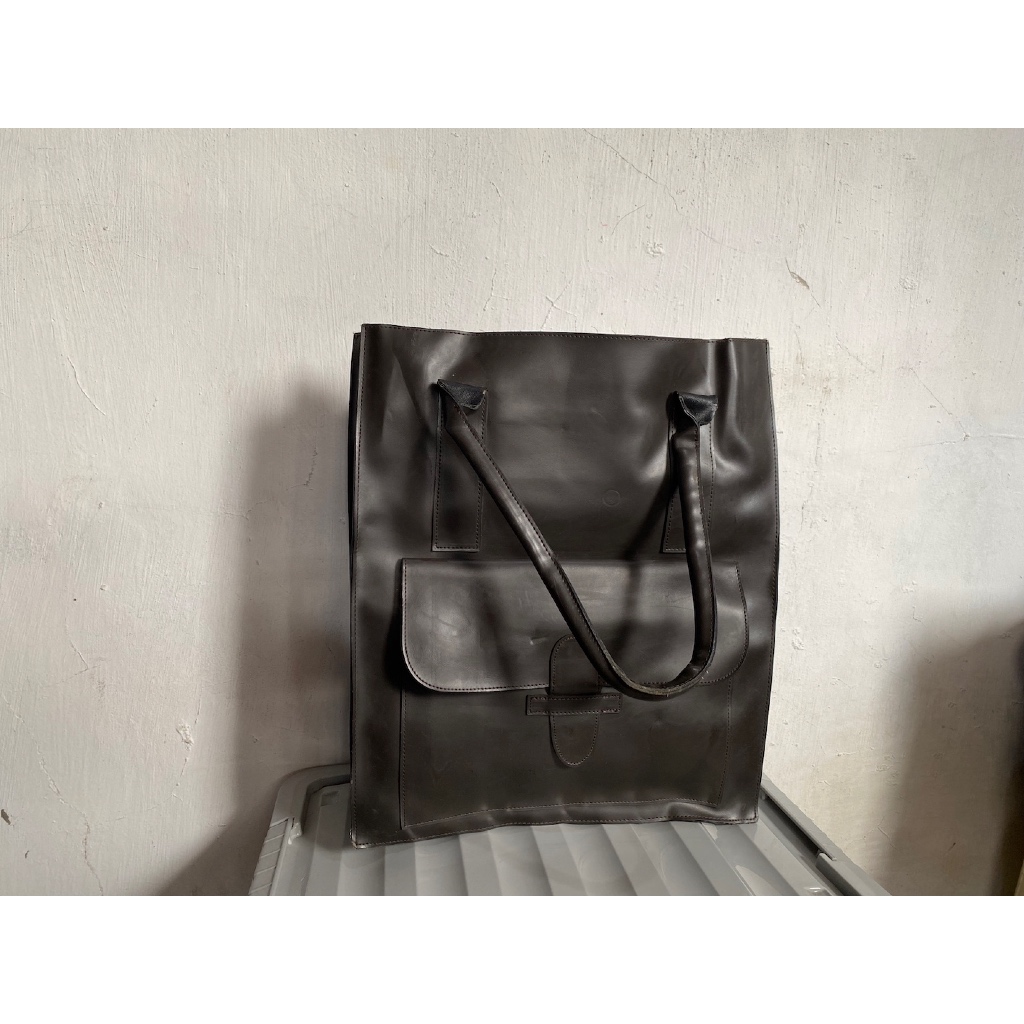 tas hand bag pria wanita full kulit tebal leather hitam preloved coklat