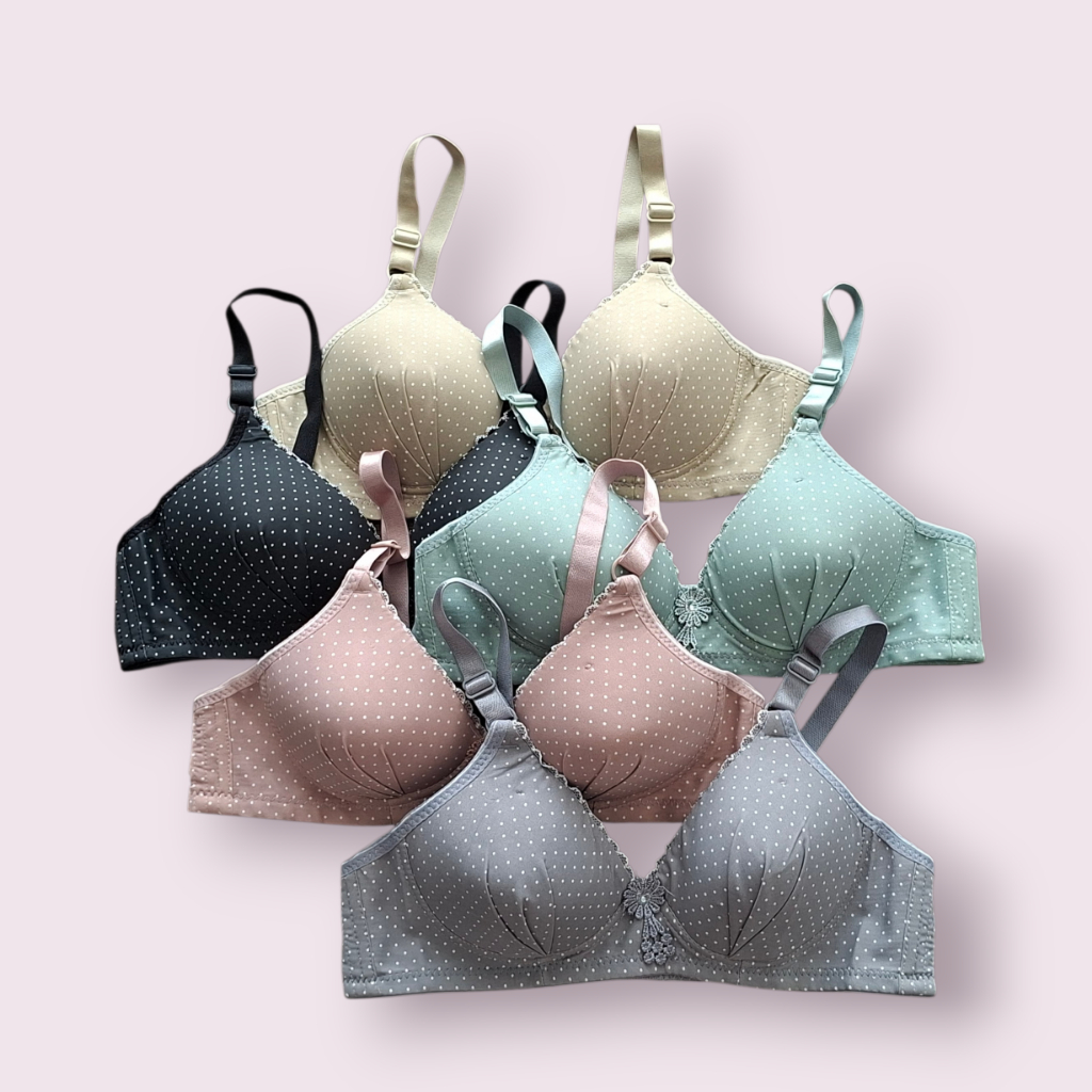 (BD) Bra Wanita BH Bintik Halus Busa Tipis Ukuran 38-44 Tanpa Kawat