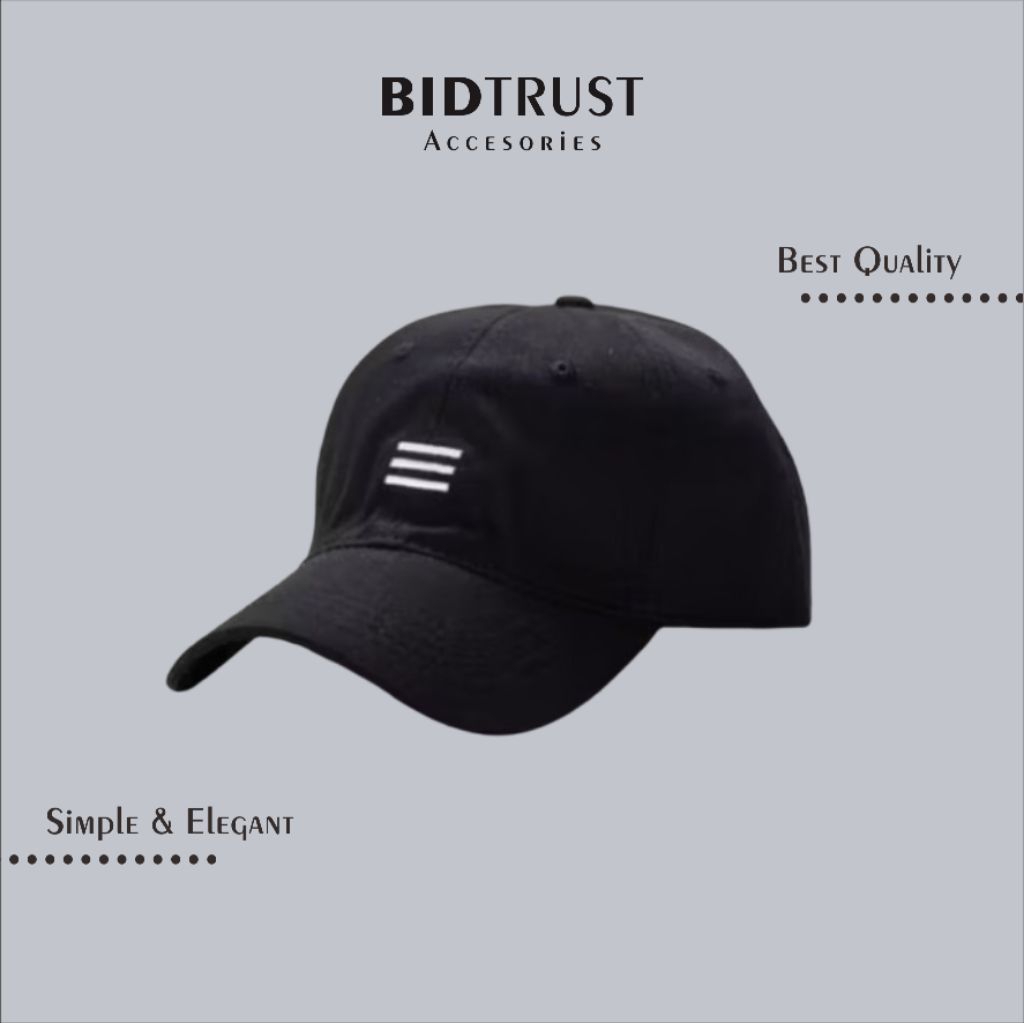 TOPI MODEL BORDIR GARIS 3 • Simple Elegan Asli Original Premium Anti Tidak Karat Luntur Model Akseso