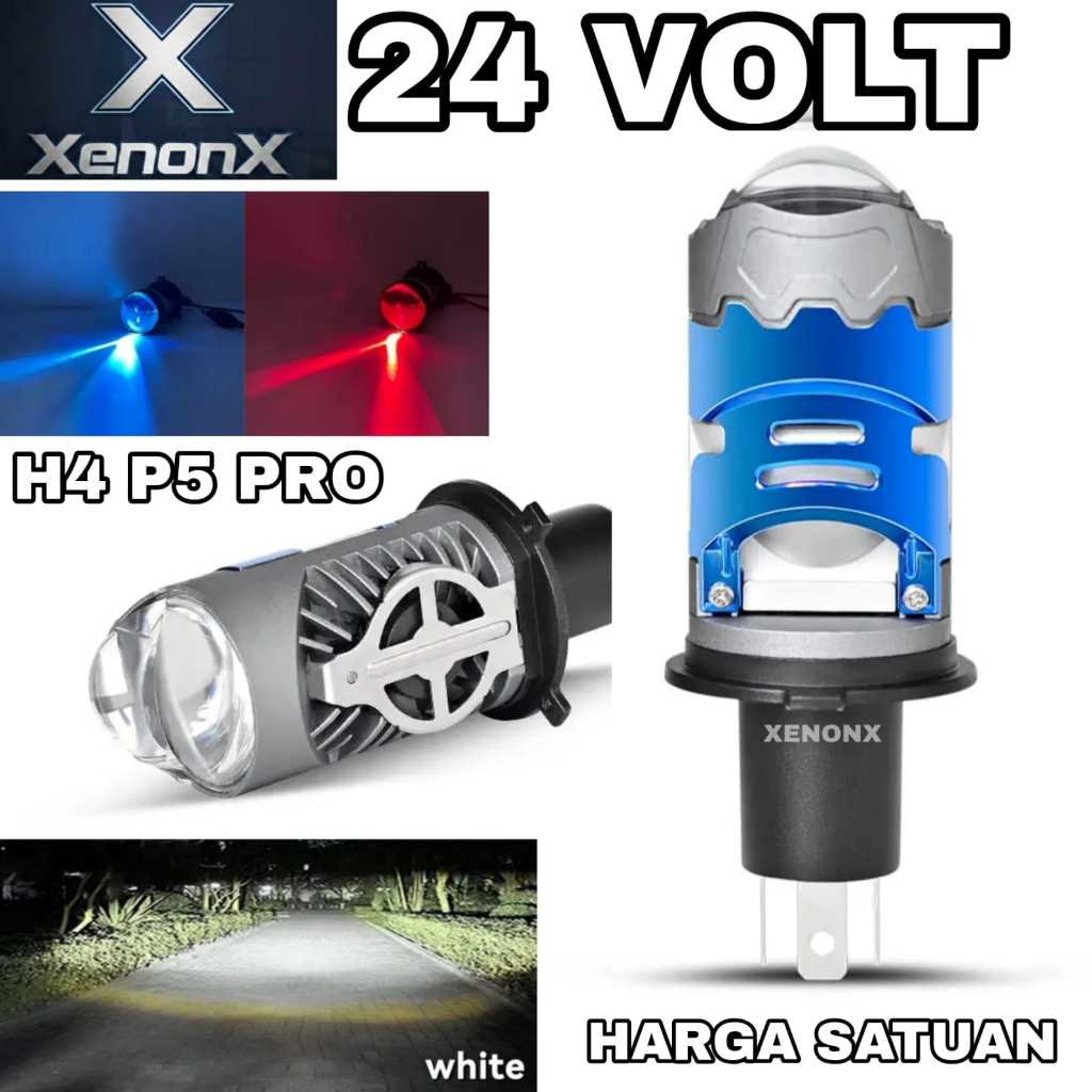 Lampu LED Depan 24 Volt Projector Utama P5 PRO Angel Demon Kipas Mini GS H4 Truk Bus Canter Fuso Tro