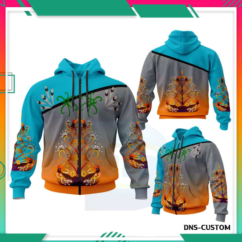 Jaket Pria Ranting Dayak Fullprint Lengan Panjang - Hoodie Ranting Dayak Kalimantan Terbaru