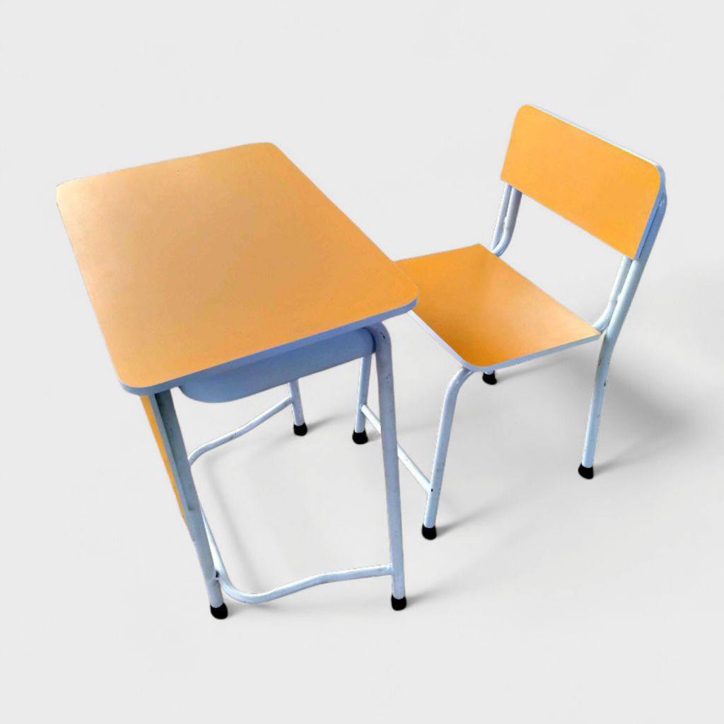 Meja Kursi Sekolah Kokoh & Nyaman | Rangka Besi | Pilihan MDF / Multiplek PVC HPL