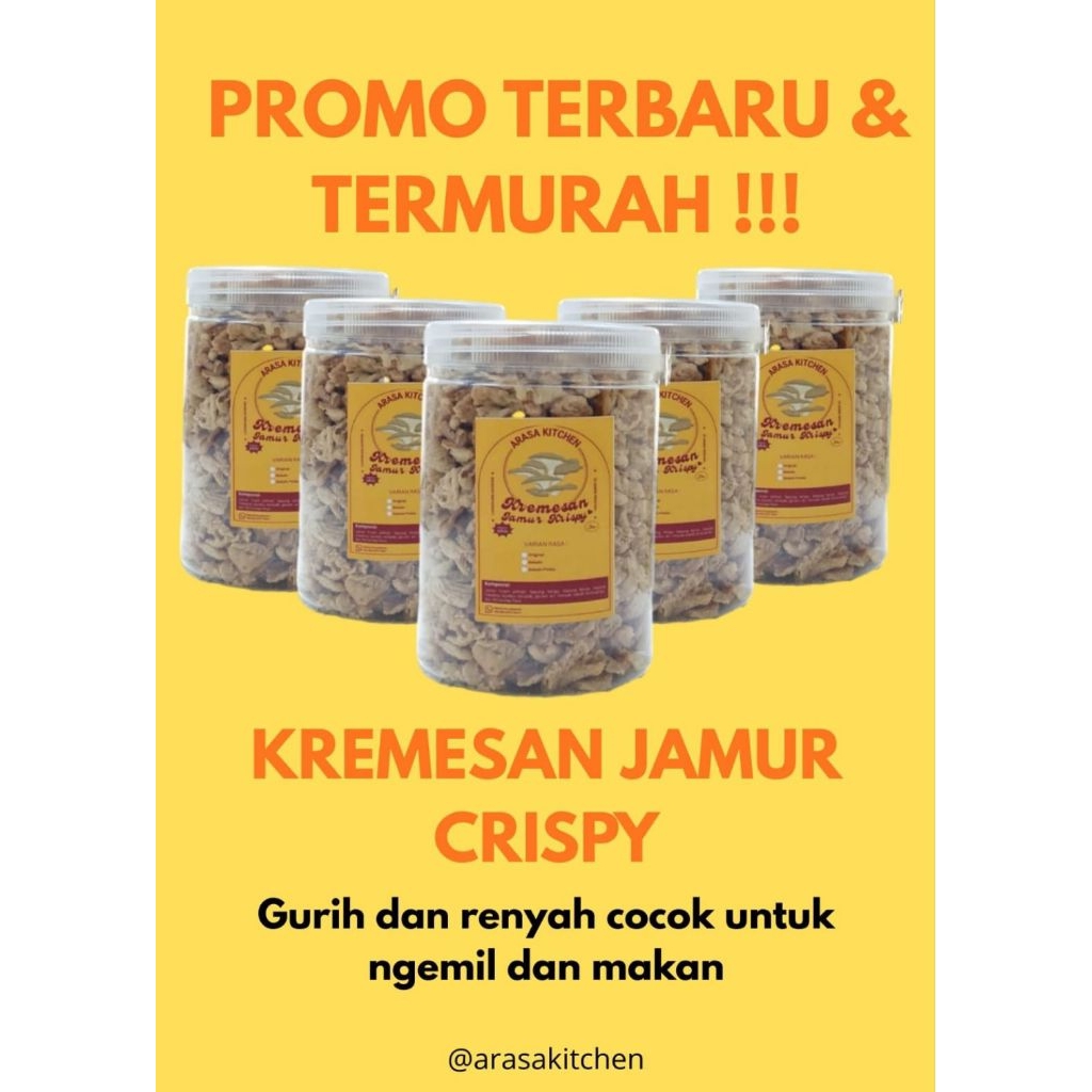 PROMO TERBARU & TERMURAH, KREMESAN JAMUR CRISPY 1/4 KILO KEMASAN TOPLES.