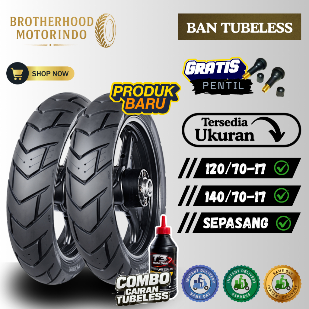 (PAKET SEPASANG) BAN FDR MAXTREME (120/70-17 / 140/70-17) TUBBELES / BAN MAXTREME TUBLES / BAN MOTOR