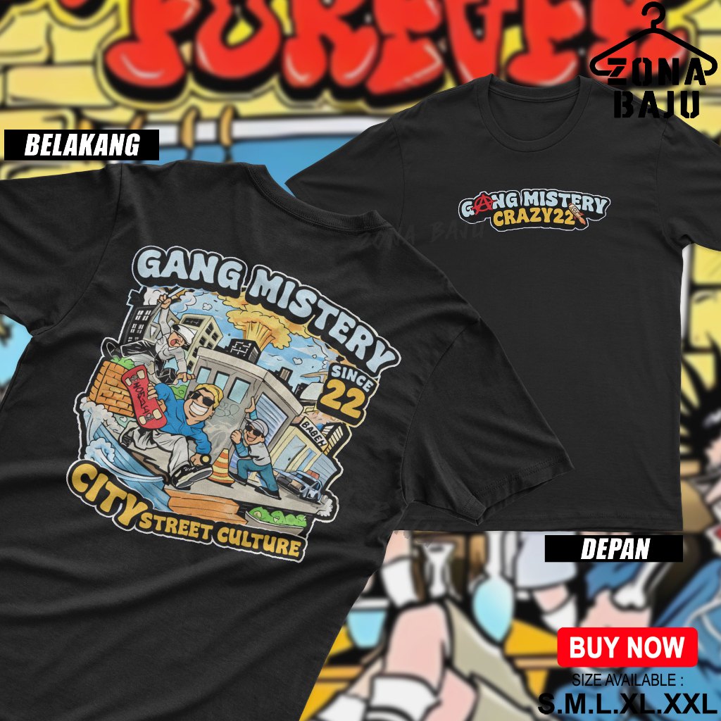 Kaos Distro Gang Mistery Cowok Cewek Baju Kaos Pria Biru Benhur Viral Kaos Baju Distro Pria Terbaru