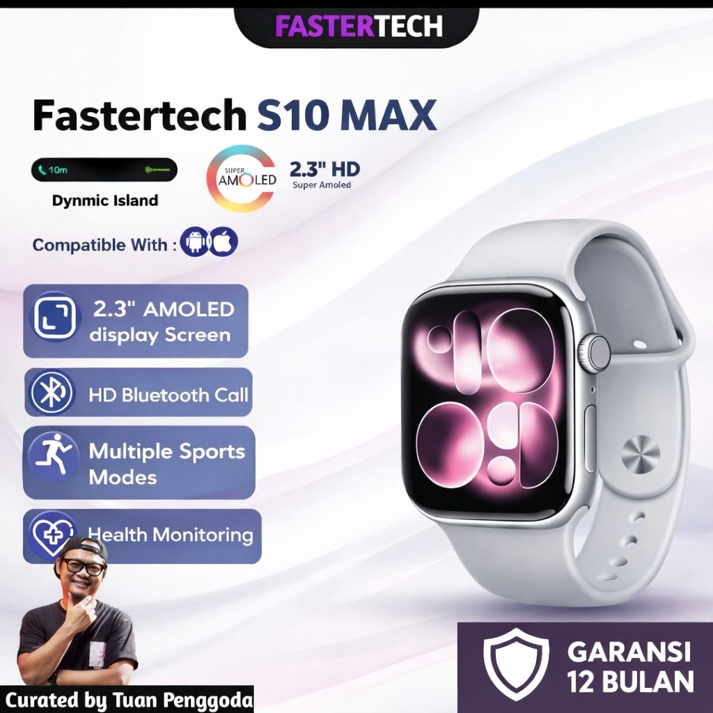 [Exclusive Markas Tuan Penggoda berbagi X Fastertech] FASTERTECH Smartwatch S10 Max | Silver | GPS |