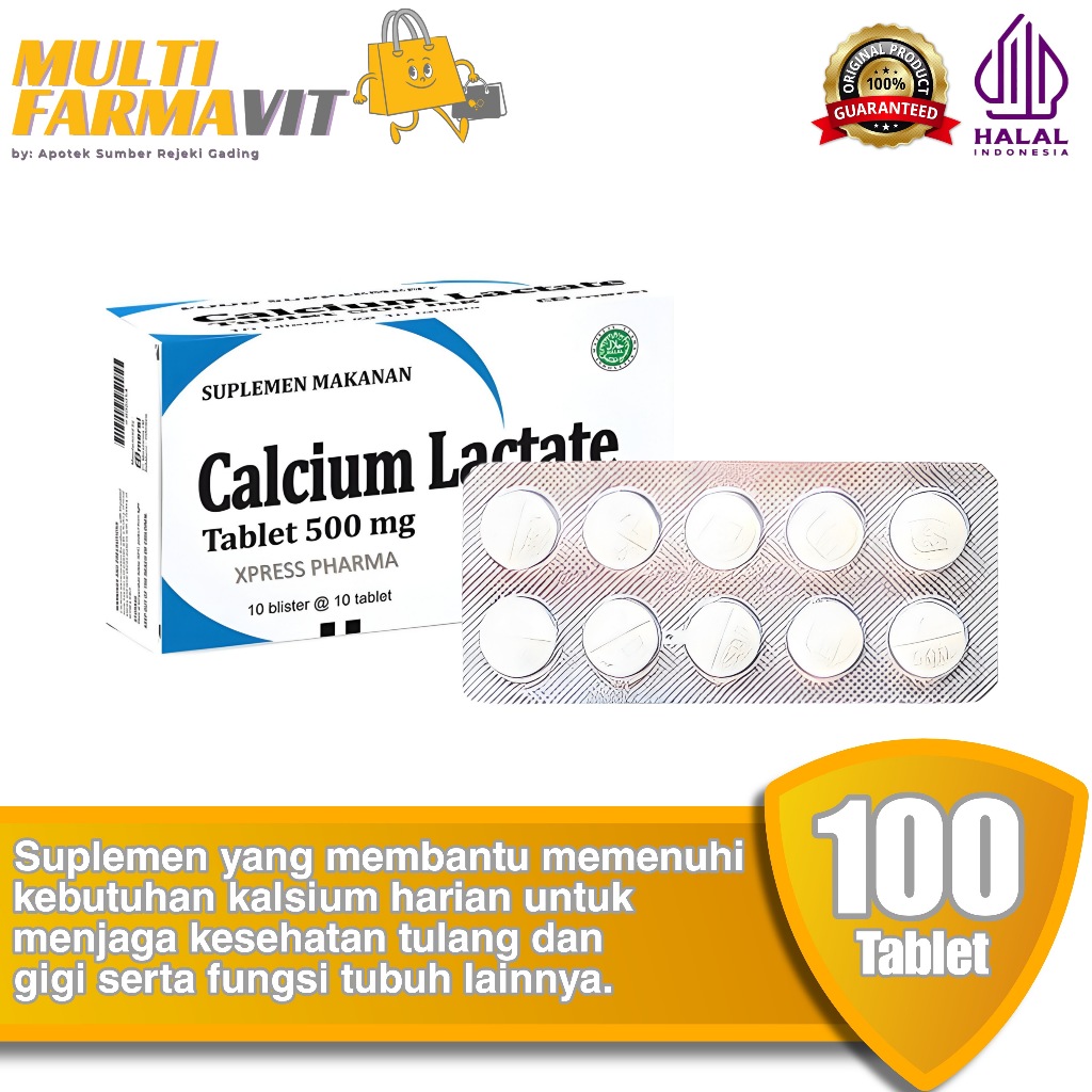 Calcium Lactate 500mg Mersi - Box 100 Tablet
