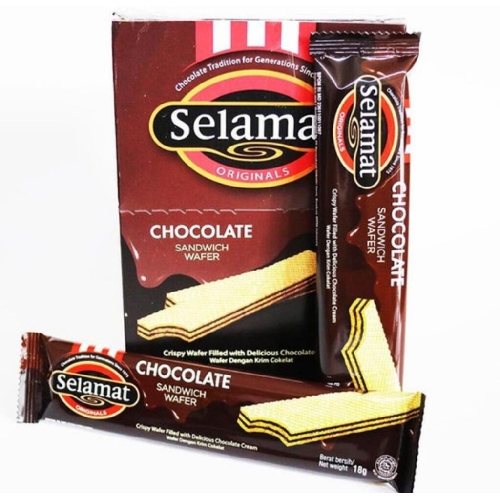 selamat wafer 1 box isi 20 sachet wafer cokelat