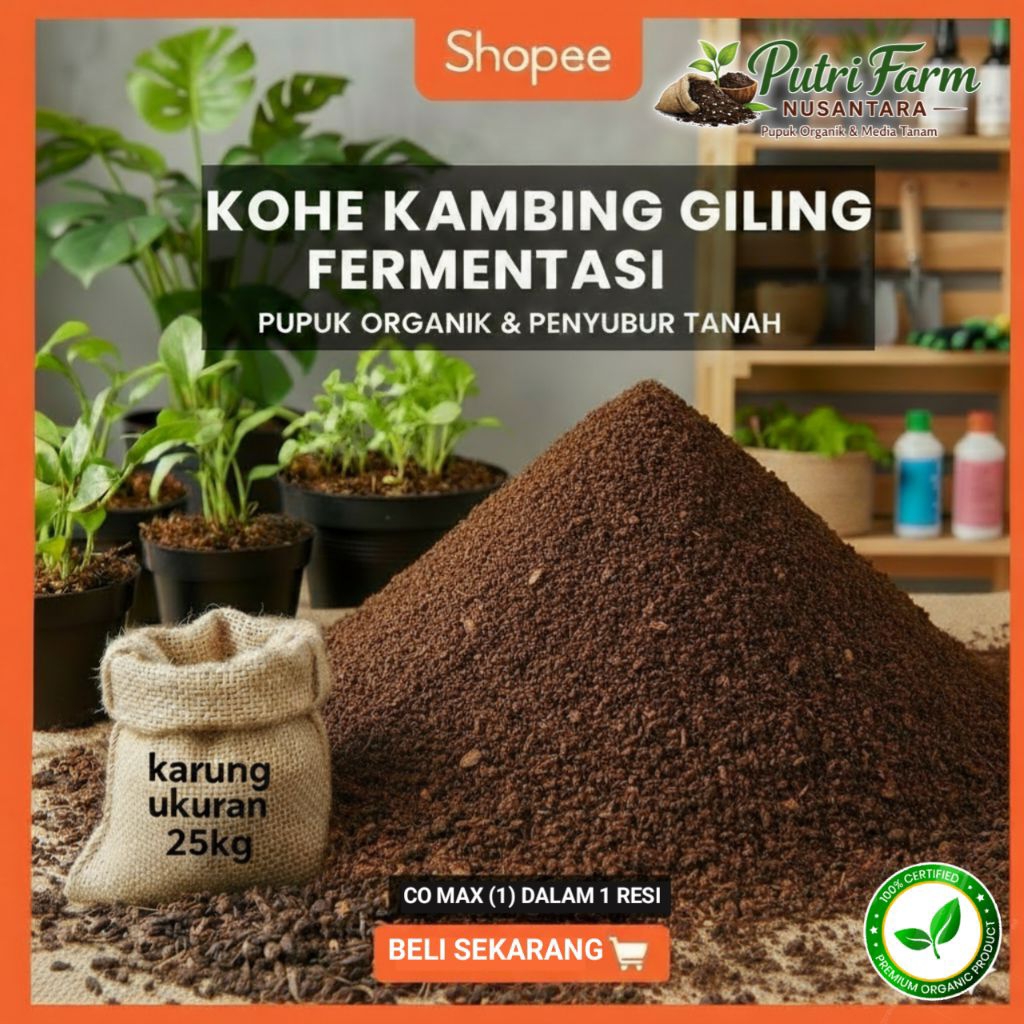 Kohe kambing fermentasi 25kg ukuran karung