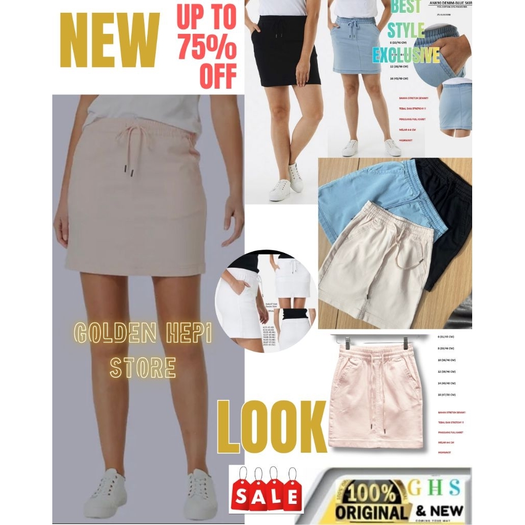 ROK DENIM WANITA ANKO07 KNIT DENIM SKIRT