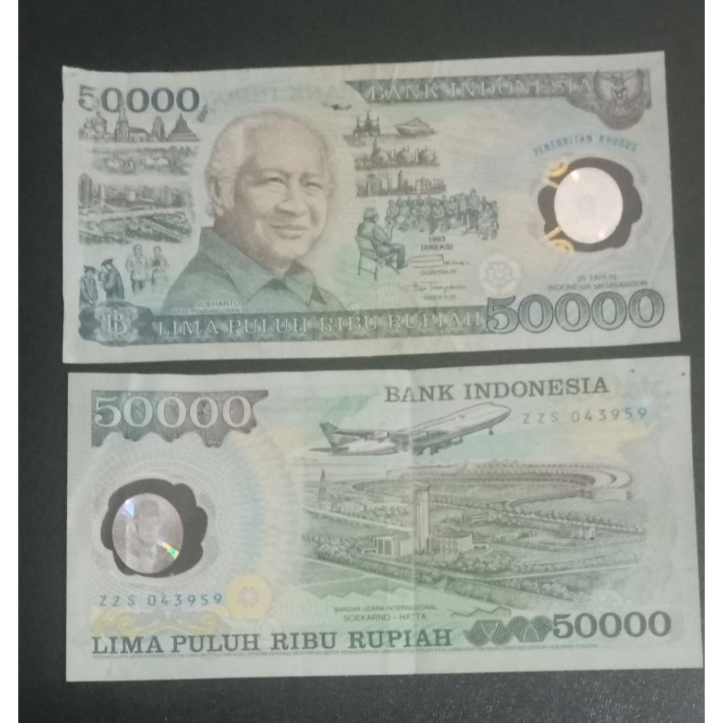Uang Kuno 50 Ribu Polymer Soeharto Th.1993
