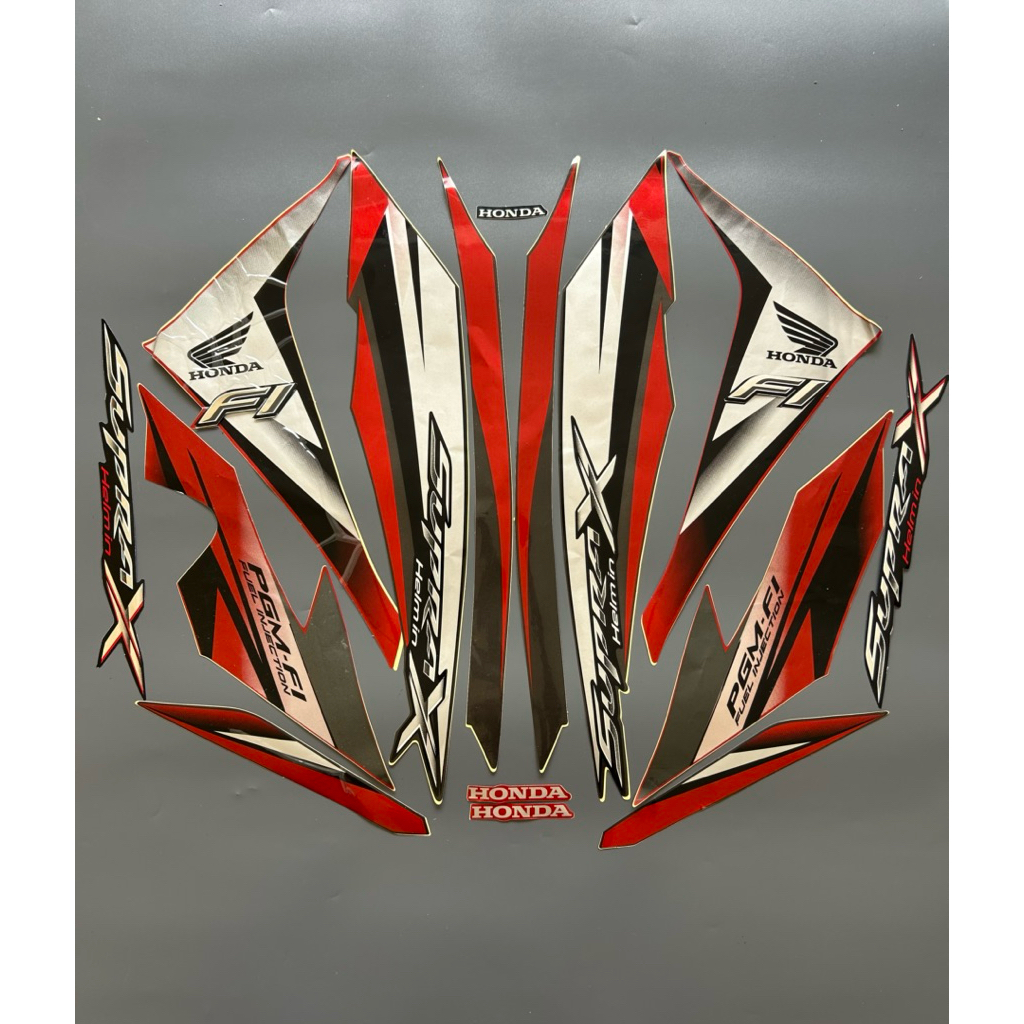 STRIPING STIKER SUPRA X 125 FI HELM IN 2012 2013 HITAM MERAH