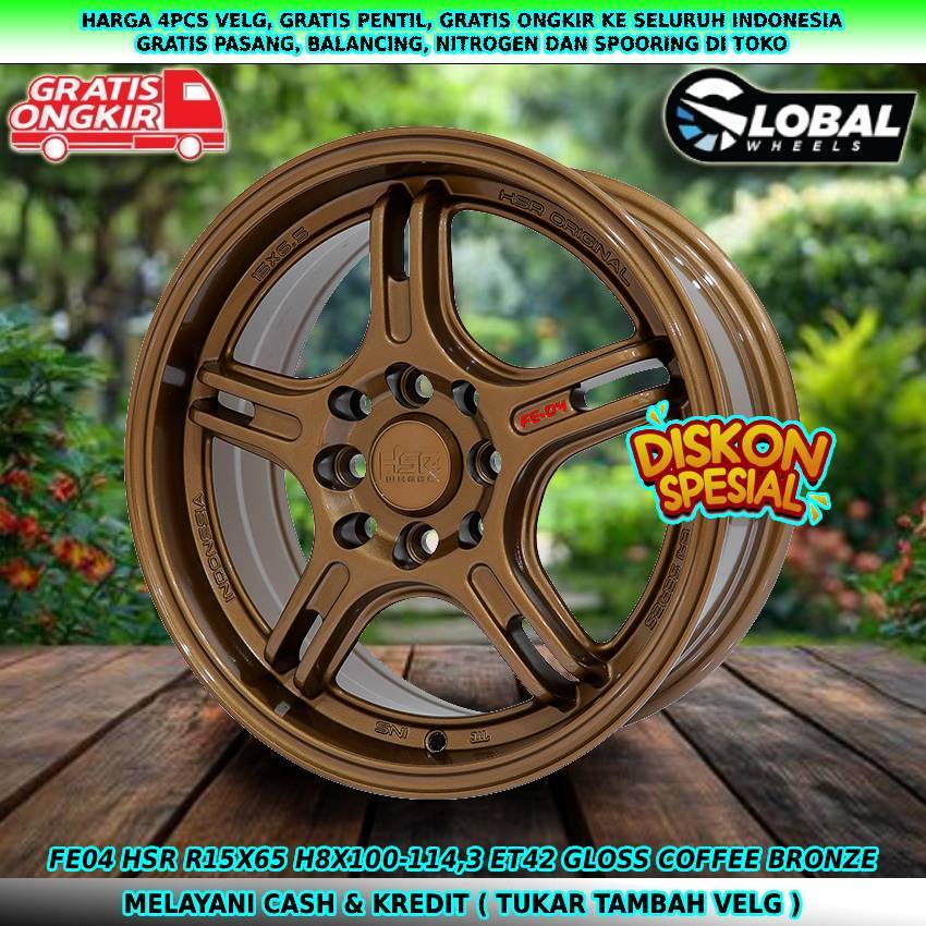 Velg racing R15 velg mobil Confero| Alvez| BinguoEV| Kijang LGX| Veloz| dll velg hsr fe04 R15