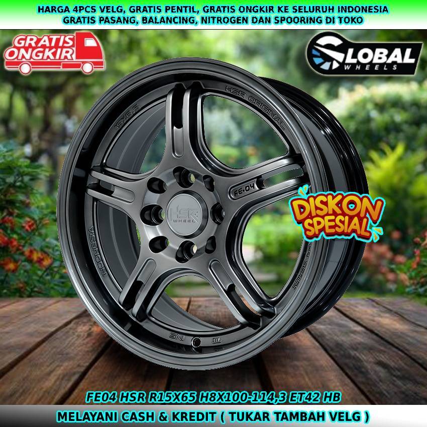 Velg racing R15 velg mobil Panther| Accent| Atoz| Accord VTI| Xenia| dll velg hsr fe04 R15