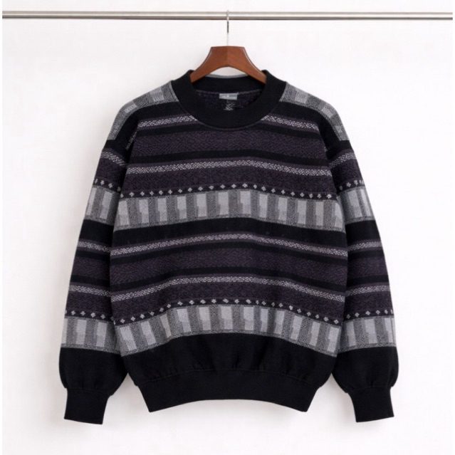 Sweater Vintage Motif 3D Knitwear Rajut Pattern Mirip Coogi