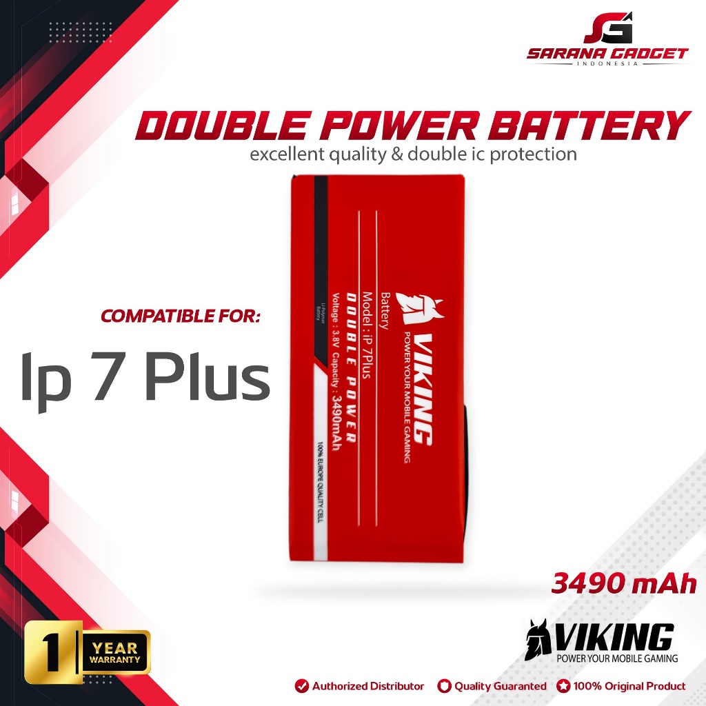 VIKING Baterai Apple Iphone 7 Plus  Double Power Original Batre Batrai Battery Handphone Ori HP Dual