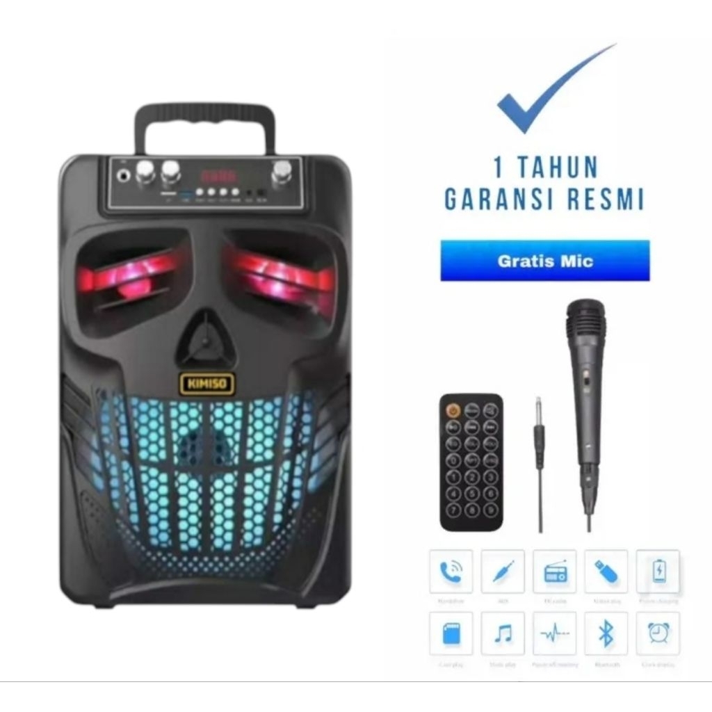 Speaker Bluetooth Karaoke Kimiso Qs-7801 Besar 8 Inchi Speaker | Kimiso Qs 7801-Speaker Bluetooth Ka