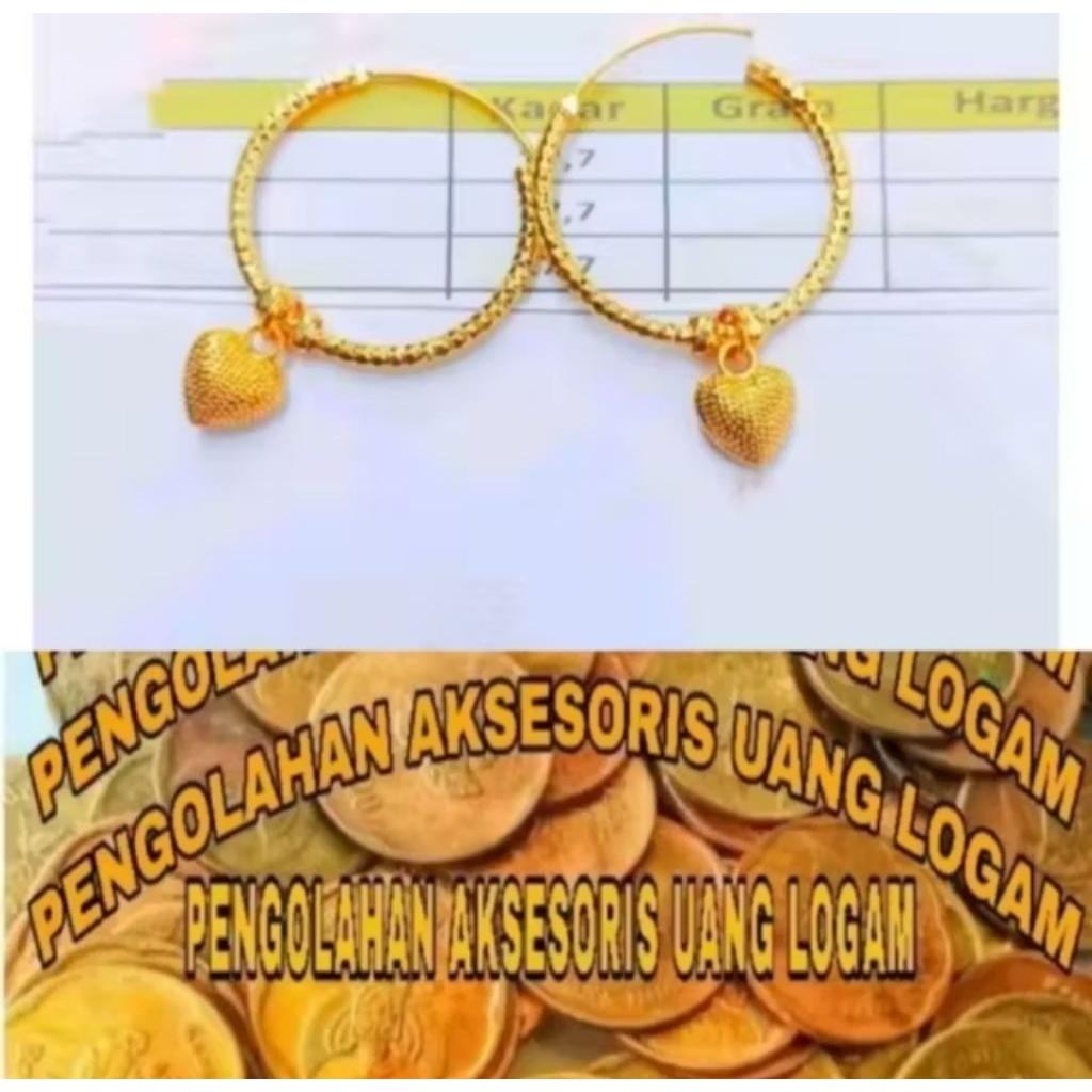 Anting Wanita Emas Vintage Elegan Motif Viral