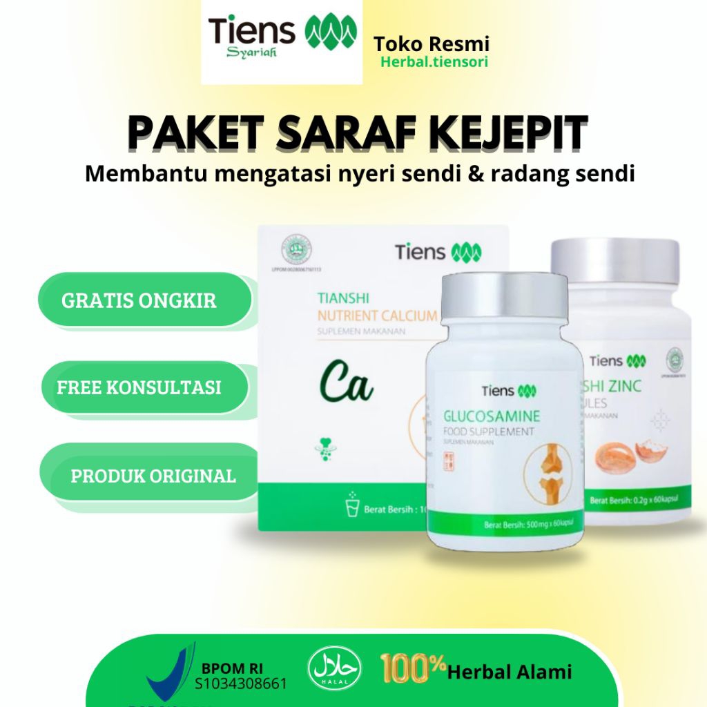PAKET TIENS UNTUK SARAF KEJEPIT GLUCOSAMINE, ZINC NUTRIENT CALSIUM