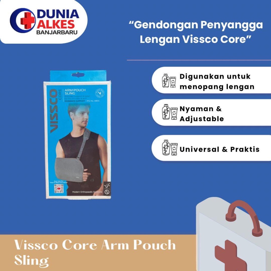 VISSCO - Arm Sling Pouch With Adjustable Strap 0805 | Deker Bahu Penyangga Lengan Tangan Patah Tulan