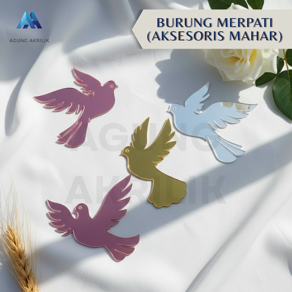 BURUNG MERPATI GOLD SILVER ROSEGOLD HIASAN MAHAR AKRILIK