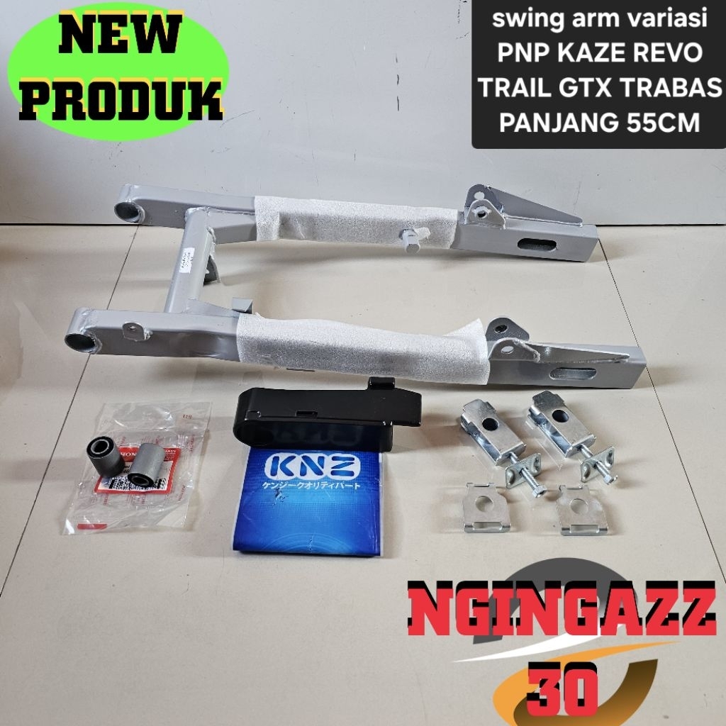 Swing arm kaze custom panjang 55CM PNP REVO ABSOLUTE TRAIL GTX TRABAS CROSS MODIF warna silver