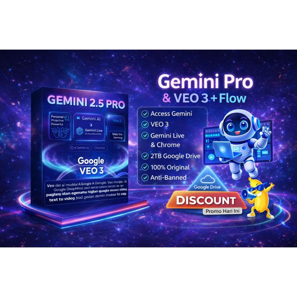 GEMINI AI PRO | NANO BANANA PRO | Flow AI Pro Veo 3 - 1000 Kredit | 1 Bulan | Gmail admin | penjual