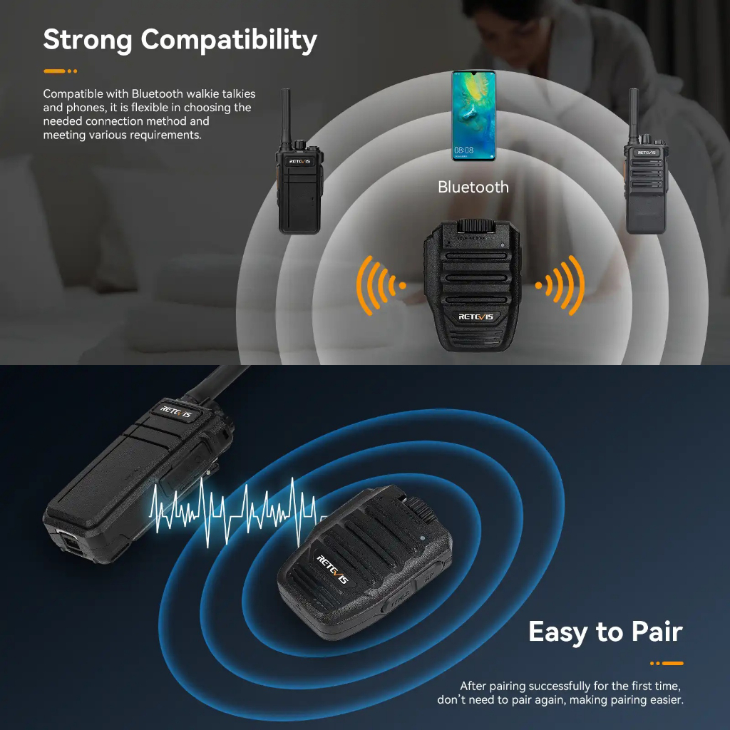 Speaker Mikrofon Bluetooth Wireless for HT Walkie Talkie