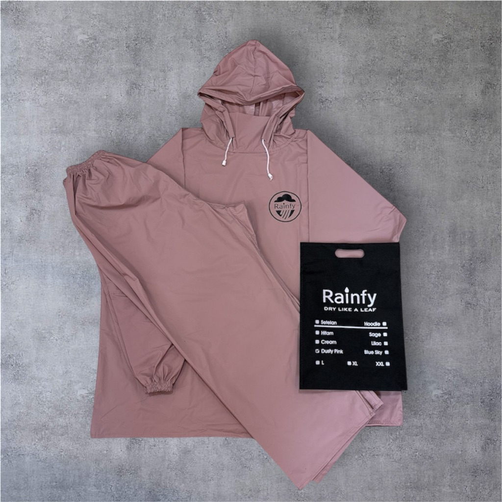 JAS HUJAN HOODIE PRIA DAN WANITA | RAINFY Setelan Hoodie dan Celana Fit to L
