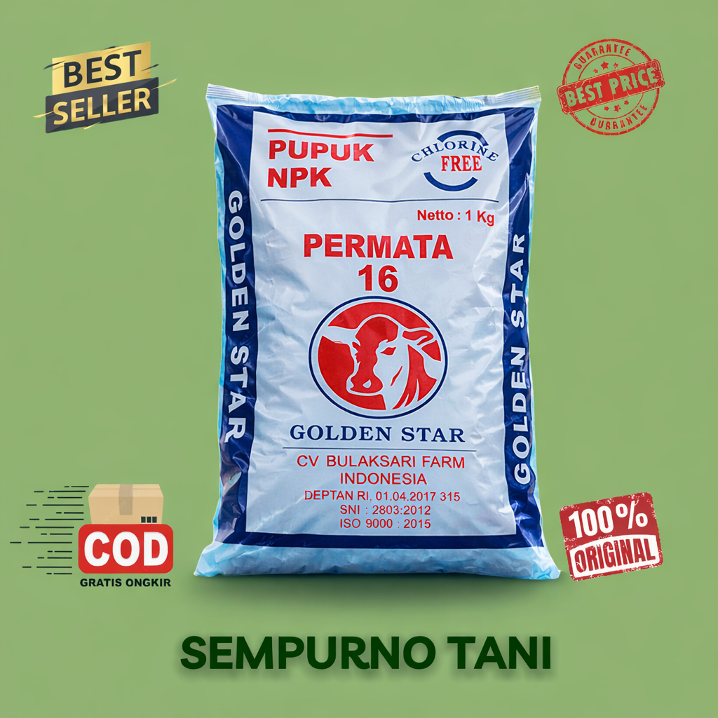 PUPUK NPK - PERMATA 16 GOLDEN STAR BIRU 1 KG