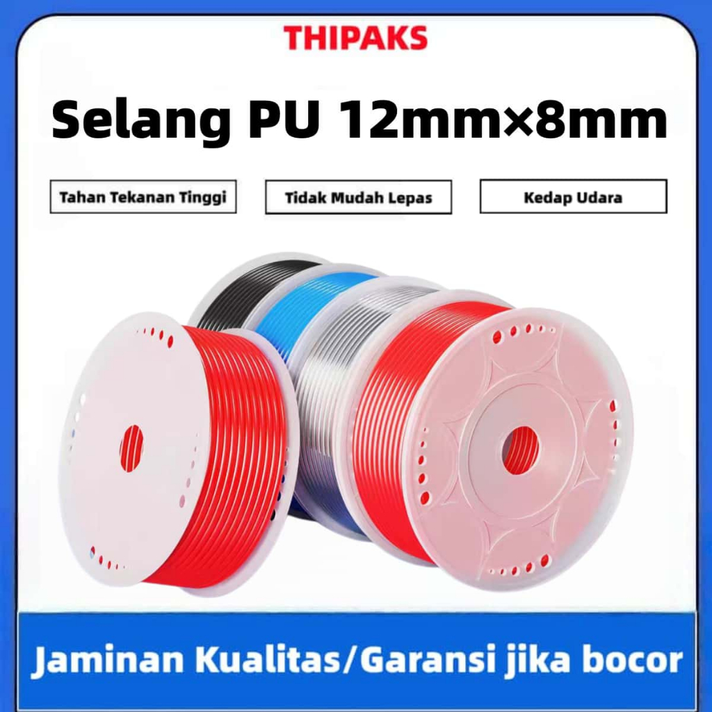 SELANG PU 12MMX8MM/100M  HOSE/SELANG ANGIN PNEUMATIC/SELANG POLYURETHANE PER METER (PU)