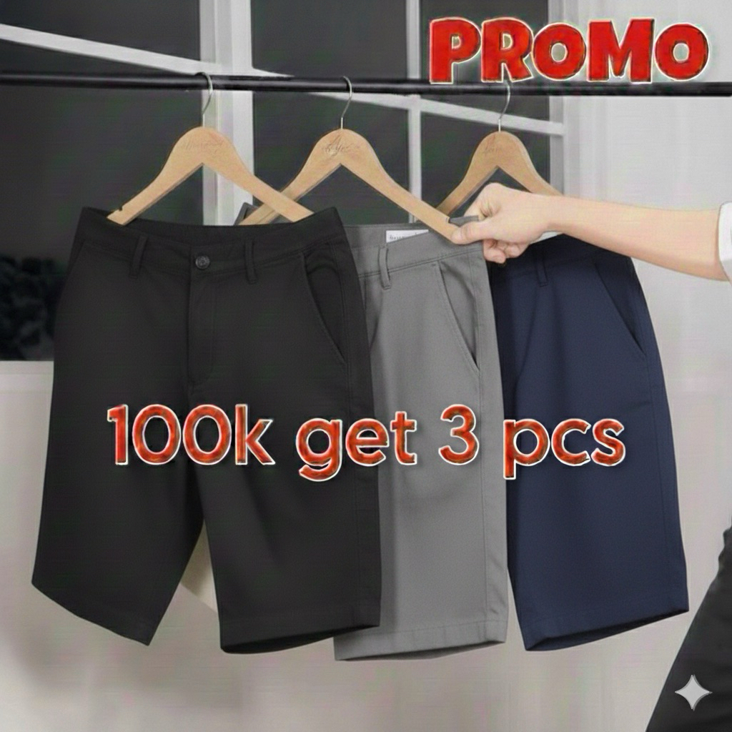 PROMO PAKET HEMAT CELANA PENDEK CHINOS 100 RIBU DAPAT 3