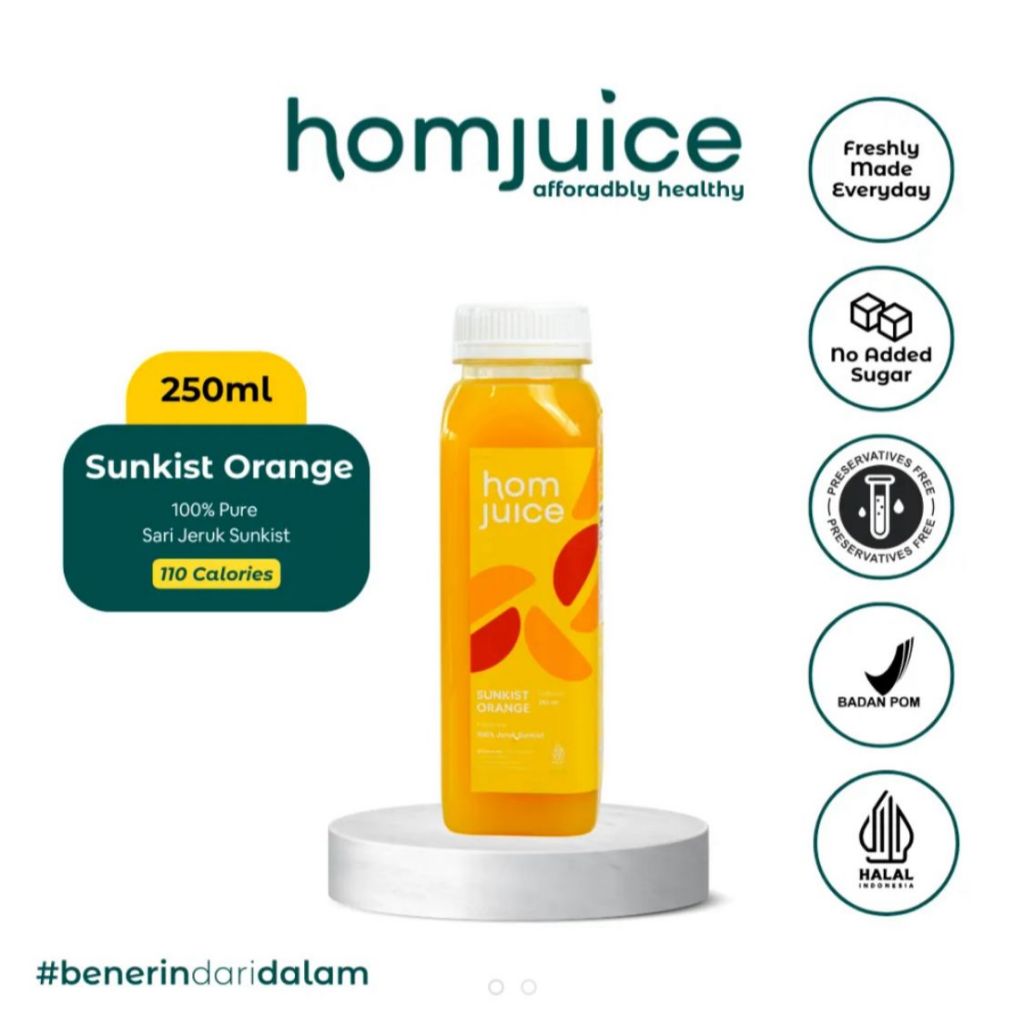 Homjuice - Sunkist Orange Jus Jeruk Sunkist 100% 250ml (Cold-Pressed Juice/Jus/Vitamin C)