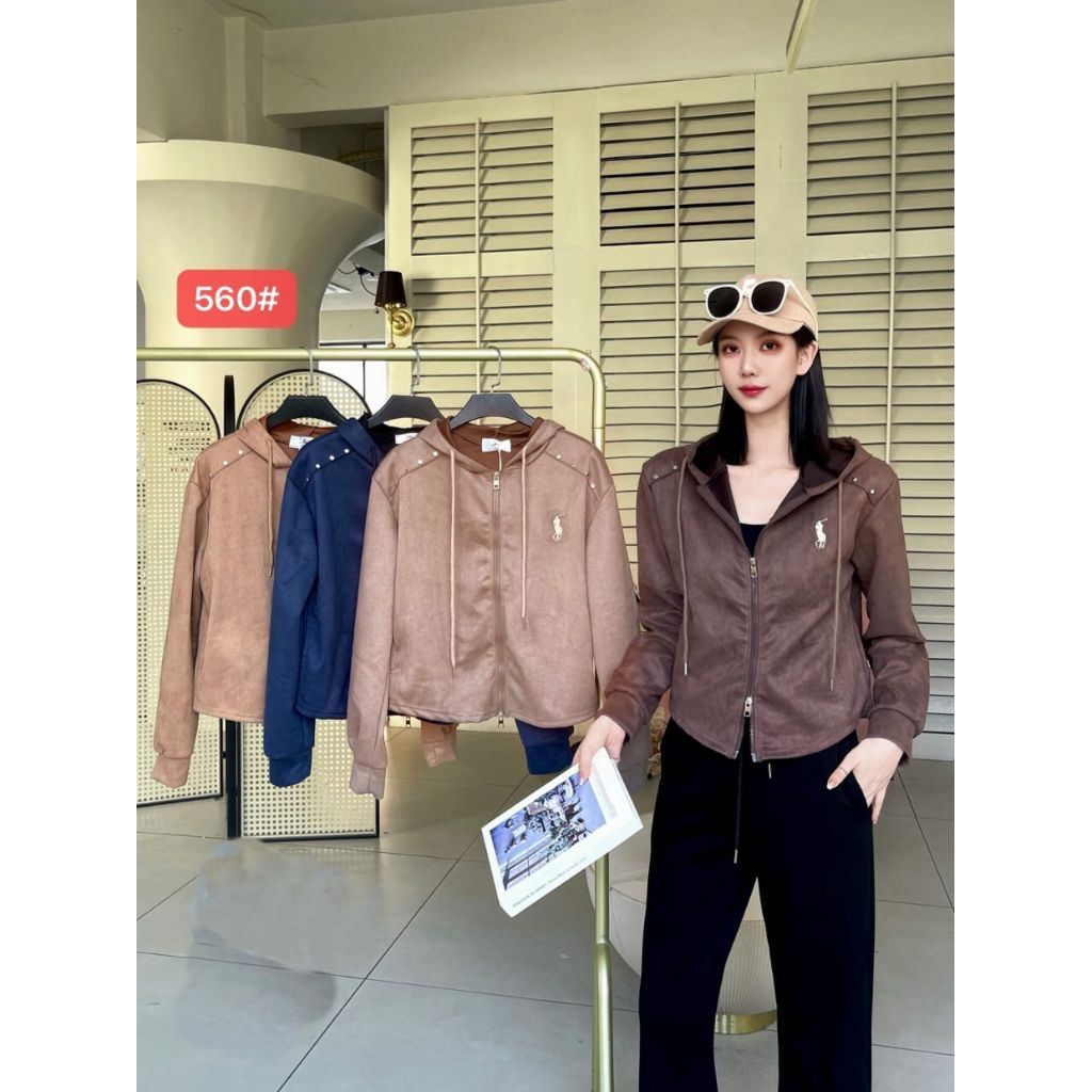 jacket zipper LD 100cm bahan suede premium