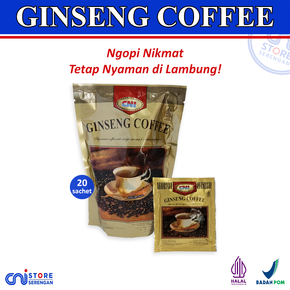 Kopi Ginseng CNI Ginseng Coffee 20 Sachet Kopi Ginseng Asli Aroma Kuat Nikmat Aman di Lambung
