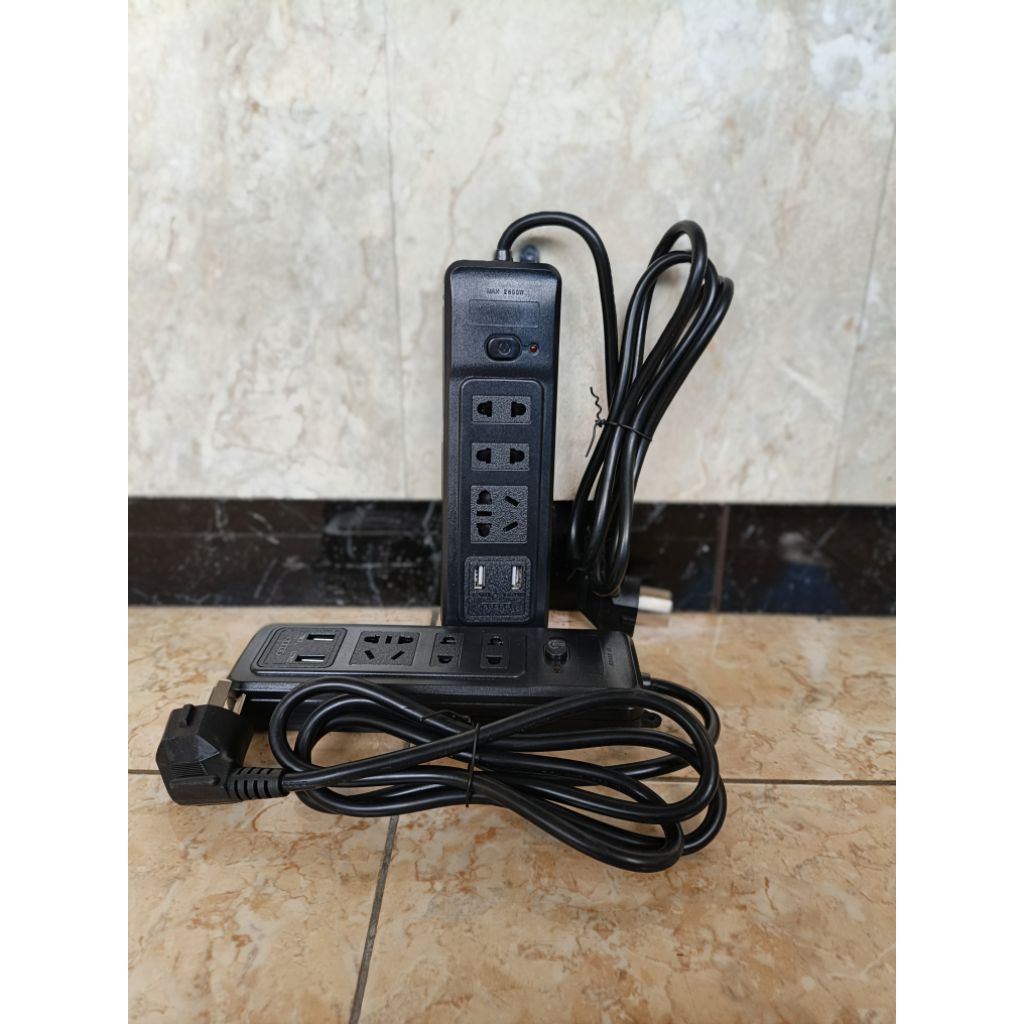 Stop kontak colokan listrik premium anti api plus switch port AC & USB 3x1.0mm2ccc max 2500watt