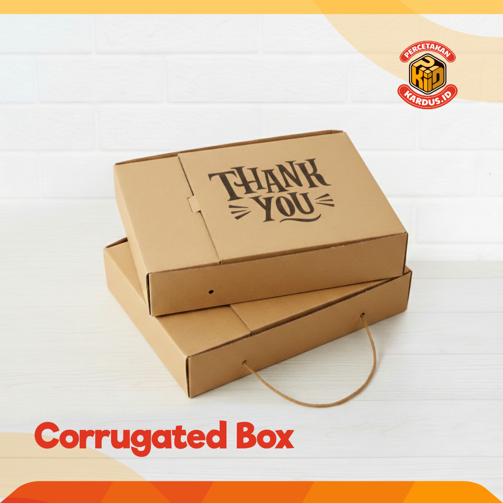 Custom Sablon Box Catering | Dus Nasi Sekat | Kardus Corrugated Sekat Tanpa / Dengan Tali