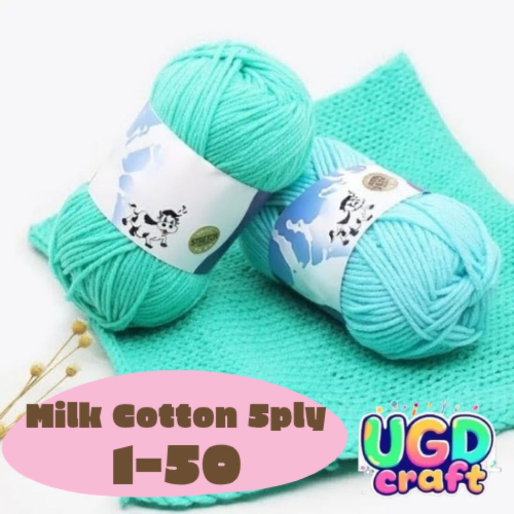 (1-50) Milk Cotton SAPI 5ply / Benang Rajut Katun Susu 5ply