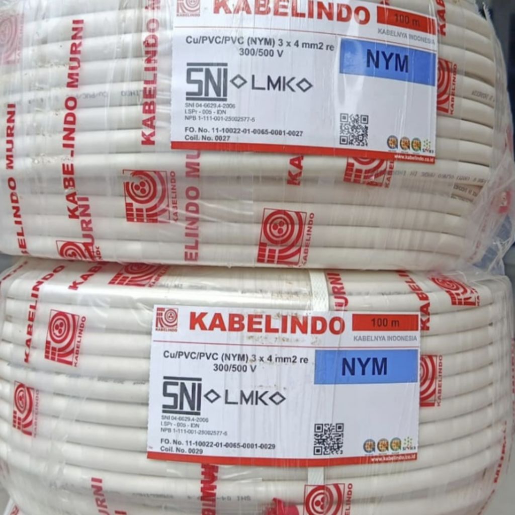 kabel NYM 3X4mm Kabelindo kabel instalasi nym 3x4 kabel tunggal RE @100mtr kabel NYM 3x4 putih 100m