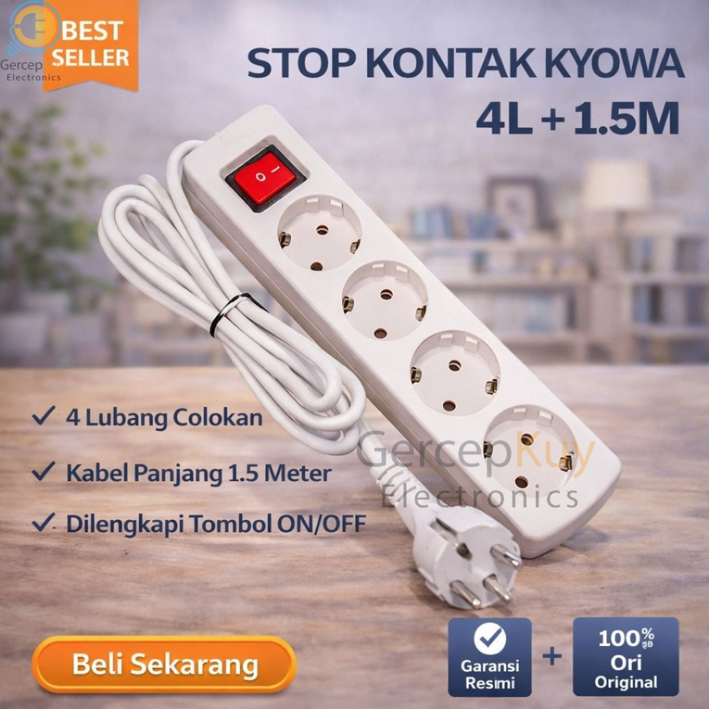 Stop Kontak Kyowa 4 Lubang + 1,5 Meter