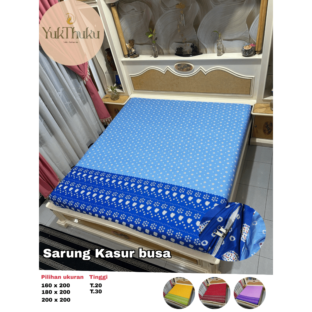 Sarung Kasur busa [ YUKTHUKU ]  Sarung kasur busa resleting 160 x 200 180 x 200 200 x 200 Tinggi 20 